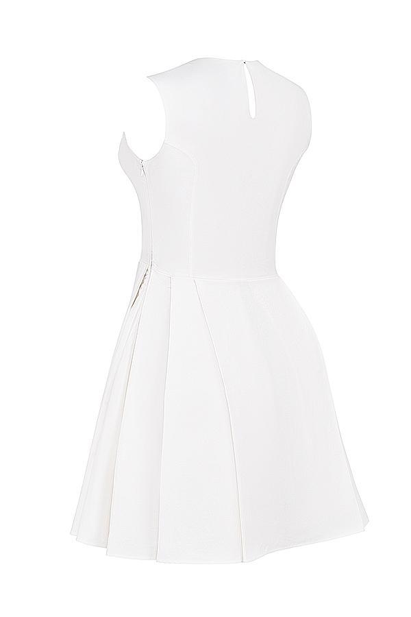 Claretta White Pleated Cotton Mini Dress Product Image