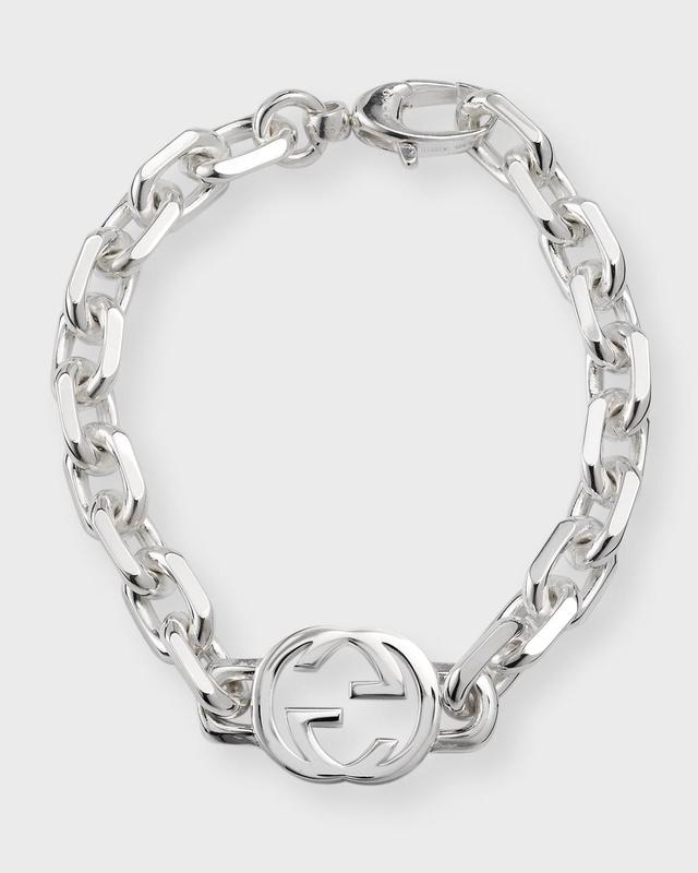 Mens Sterling Silver Interlocking G Link Bracelet Product Image