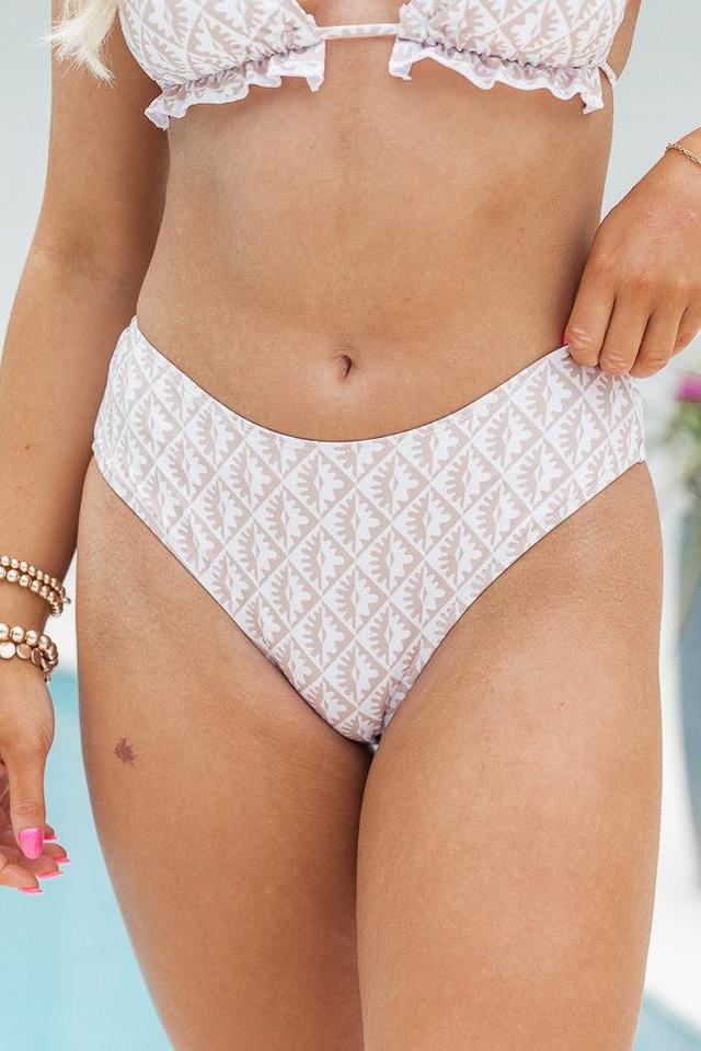 Tans And Tides Neutral Printed High Waisted Bikini Bottoms Product Image