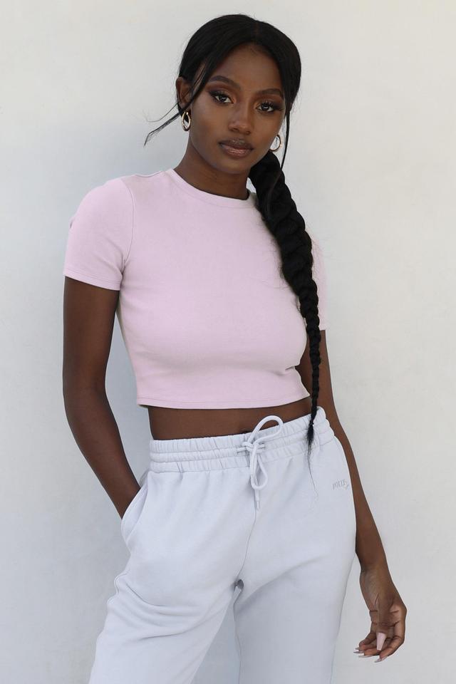 Staple Short Sleeve Crop Top in Pink Product Image