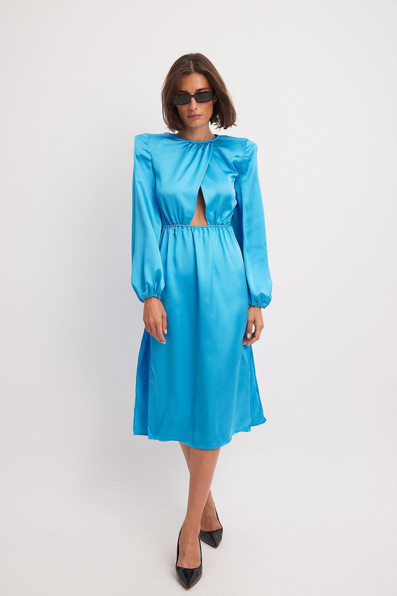 Balloon Sleeve Flowy Midi Dress Product Image