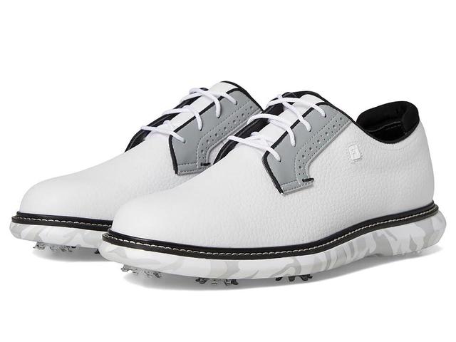 FootJoy Traditions Blucher Golf Shoes (White/Grey Camo) Men's Shoes Product Image