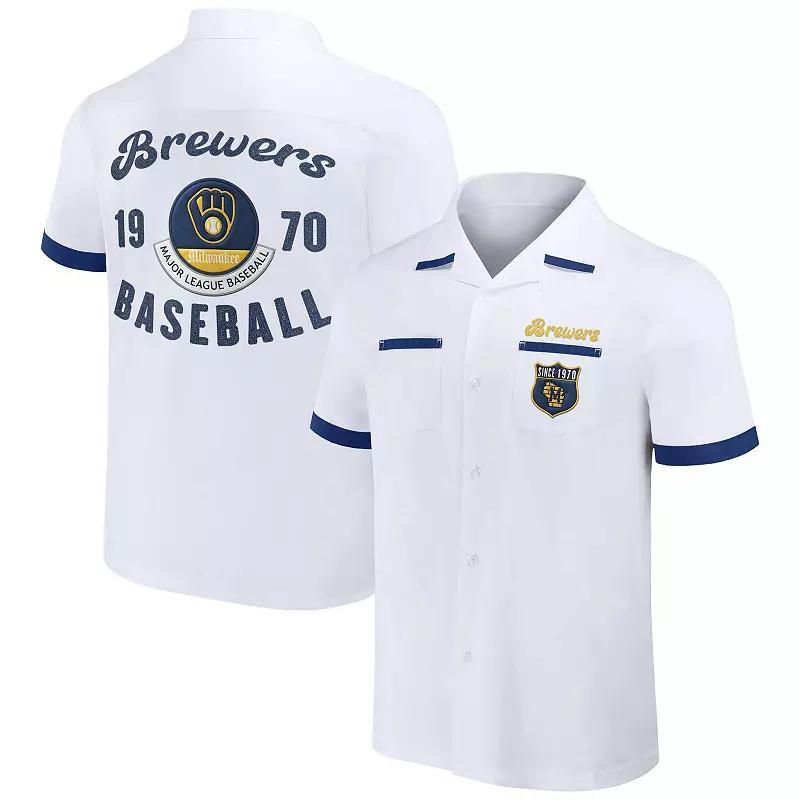 Mens Darius Rucker Collection by Fanatics White Milwaukee Brewers Bowling Button-Up Shirt Product Image