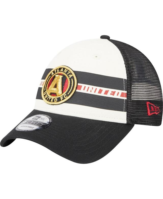 Mens New Era White Atlanta United Fc Team Stripes 9FORTY Trucker Snapback Hat - White Product Image