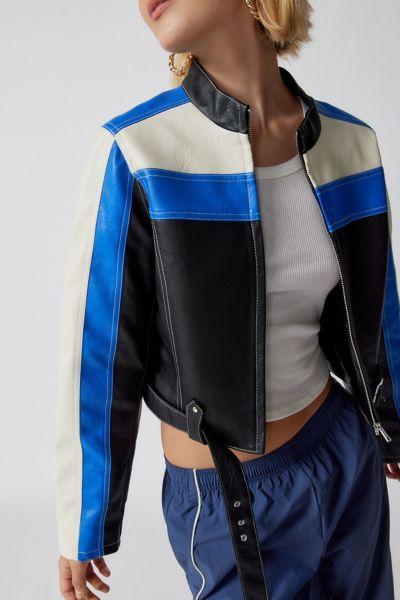 Urban Outfitters UO Jordan Faux Leather Fitted Racer Moto Jacket Womens at Urban Outfitters Product Image