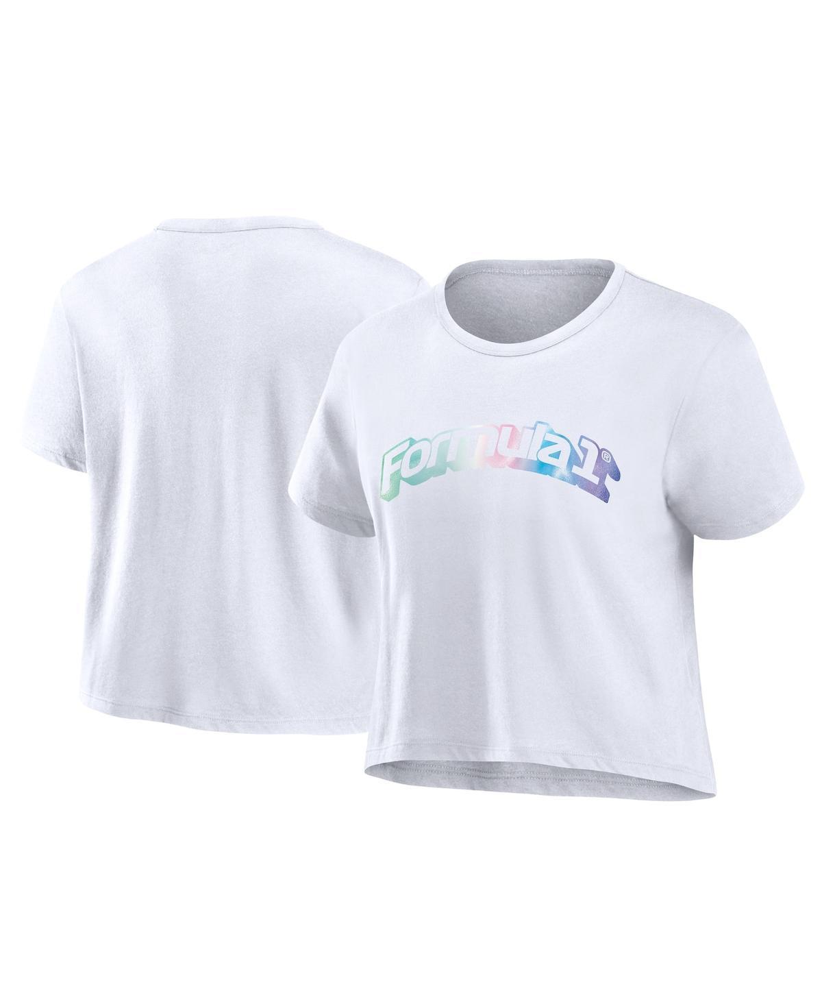 Fanatics Womens White Formula 1 Merchandise Y2K Logo Cropped T-Shirt Product Image