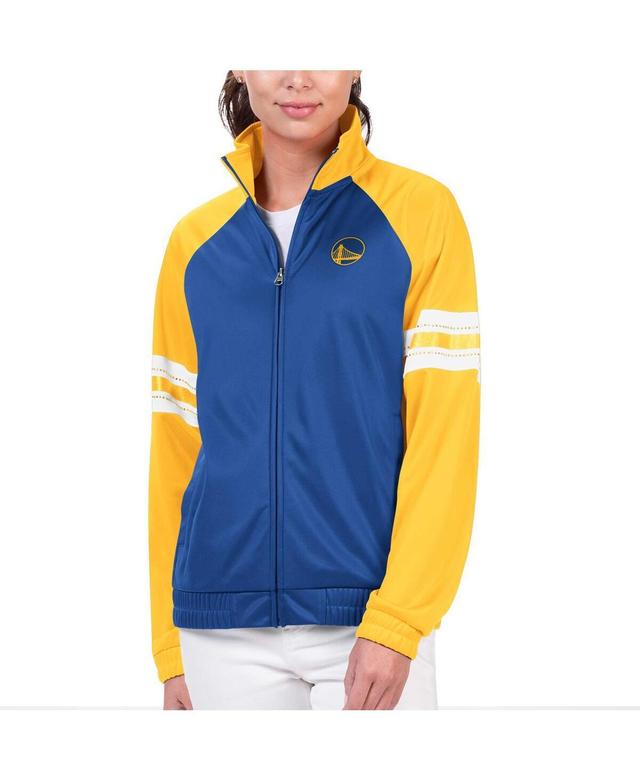 Womens G-III 4Her by Carl Banks Royal Golden State Warriors Main Player Raglan Rhinestone Full-Zip Track Jacket Product Image