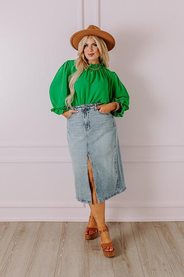 Brunch Date Shift Top In Kelly Green Curves Product Image