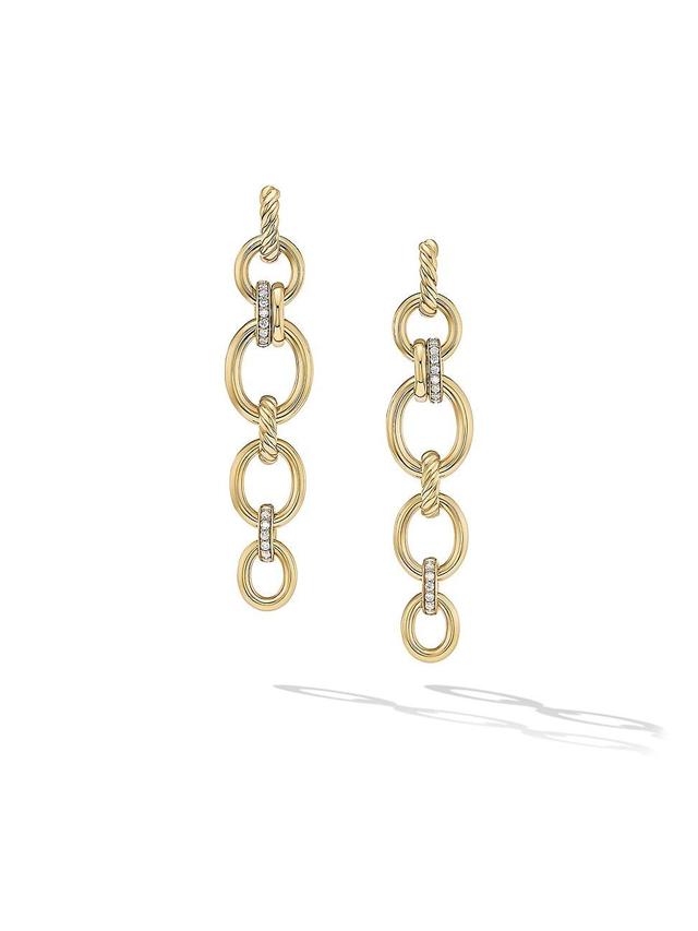 Womens DY Mercer Linked Drop Earrings In 18K Yellow Gold With Pav Diamonds Product Image