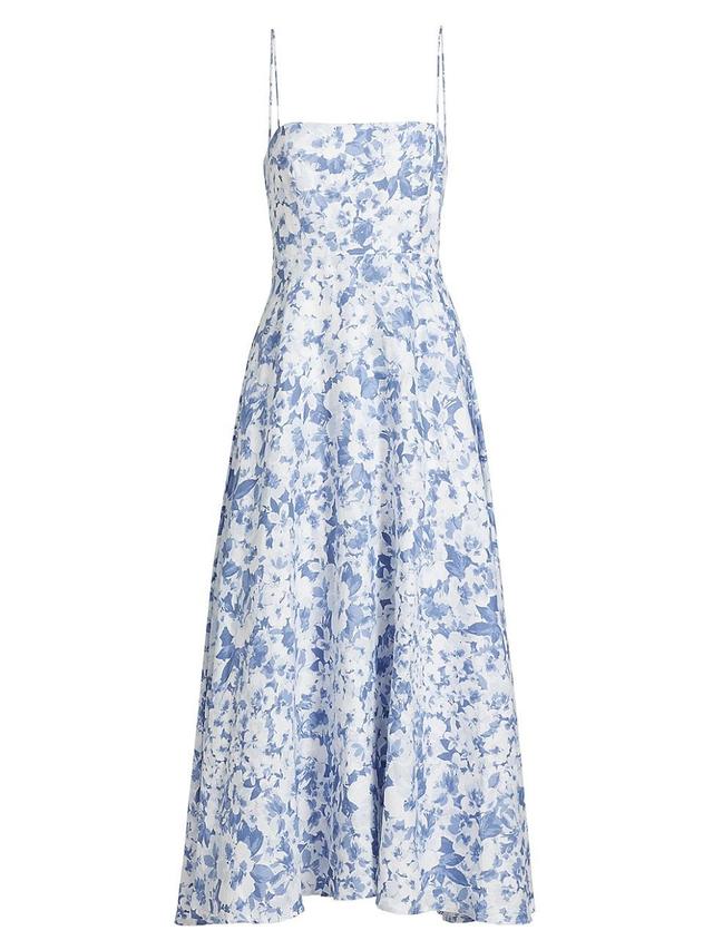 Womens Monette Floral Linen Midi-Dress Product Image