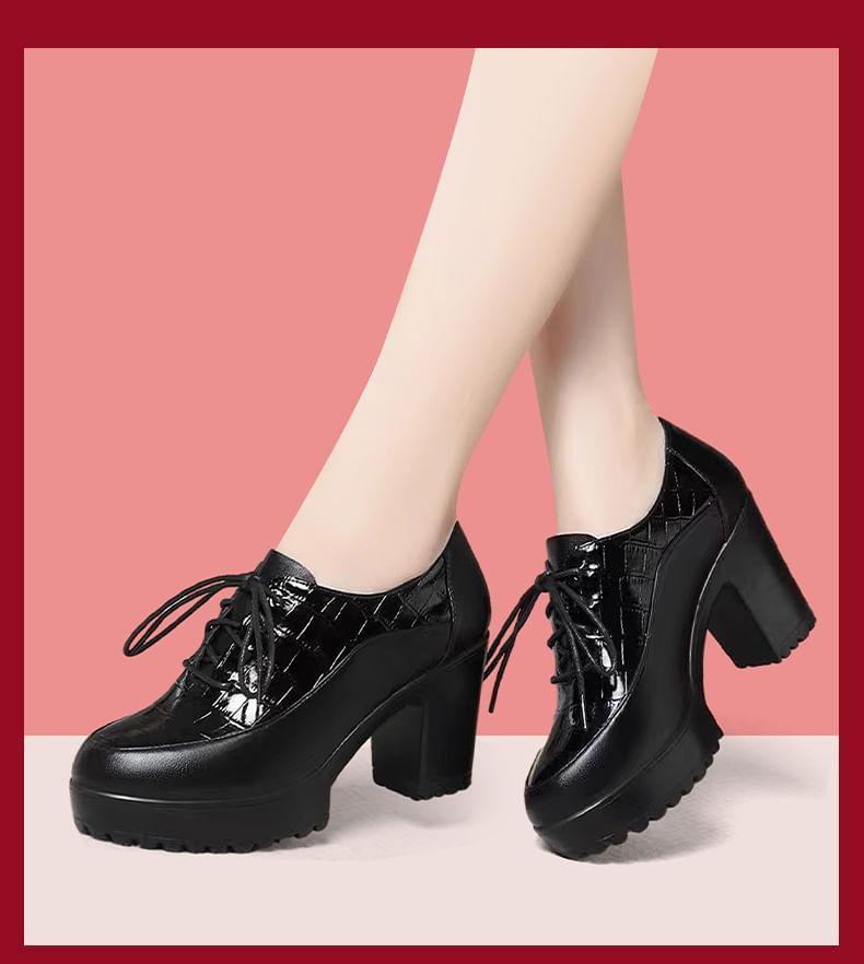 Lace-Up Platform Chunky Heel Derby Shoes (Various Designs) Product Image