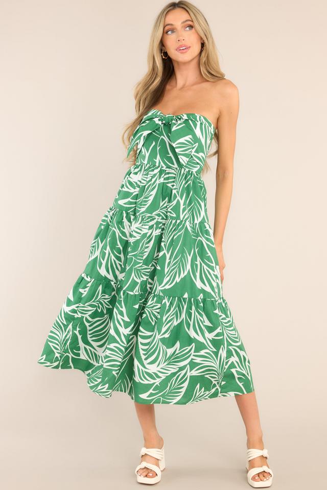 Beachfront Kelly Green Strapless Midi Dress Product Image