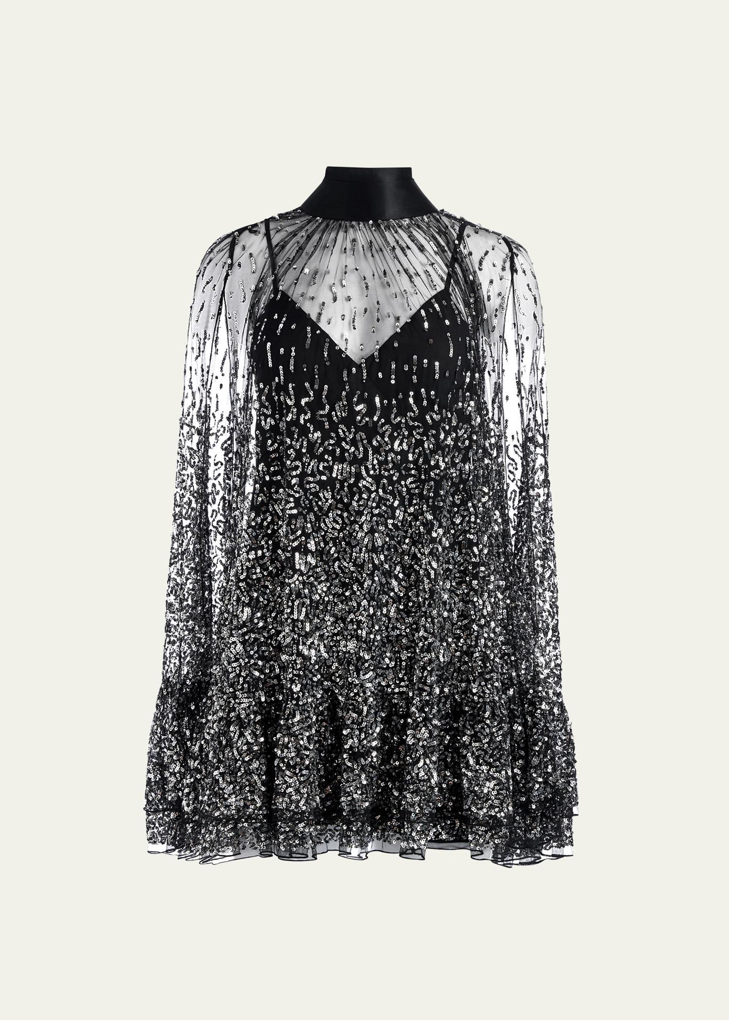 Womens Zenon Sequined Cape Minidress Product Image