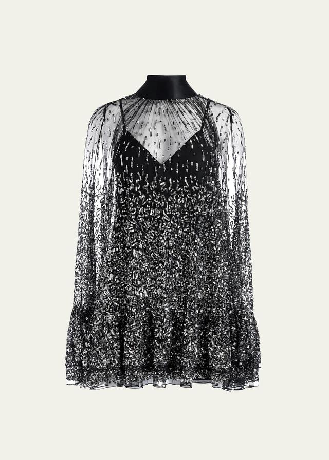 Womens Zenon Sequined Cape Minidress Product Image