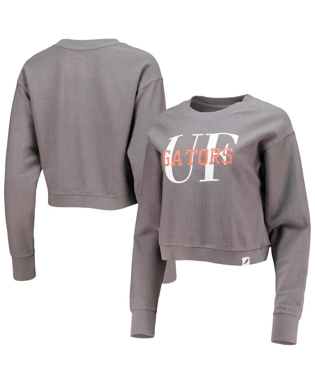 Womens League Collegiate Wear Graphite Florida Gators Classic Corded Timber Crop Pullover Sweatshirt FLD DARK G Product Image