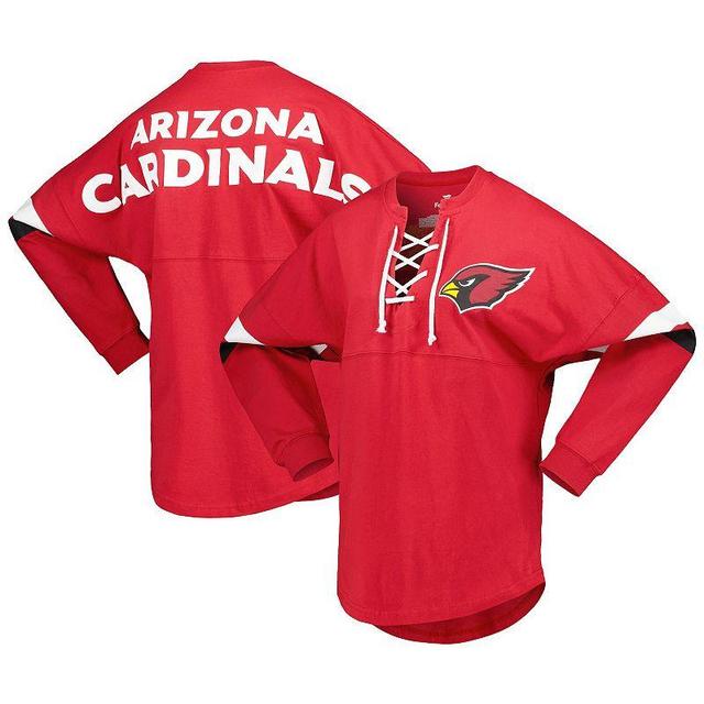 Womens Fanatics Branded Cardinal Arizona Cardinals Spirit Jersey Lace-Up V-Neck Long Sleeve T-Shirt Product Image