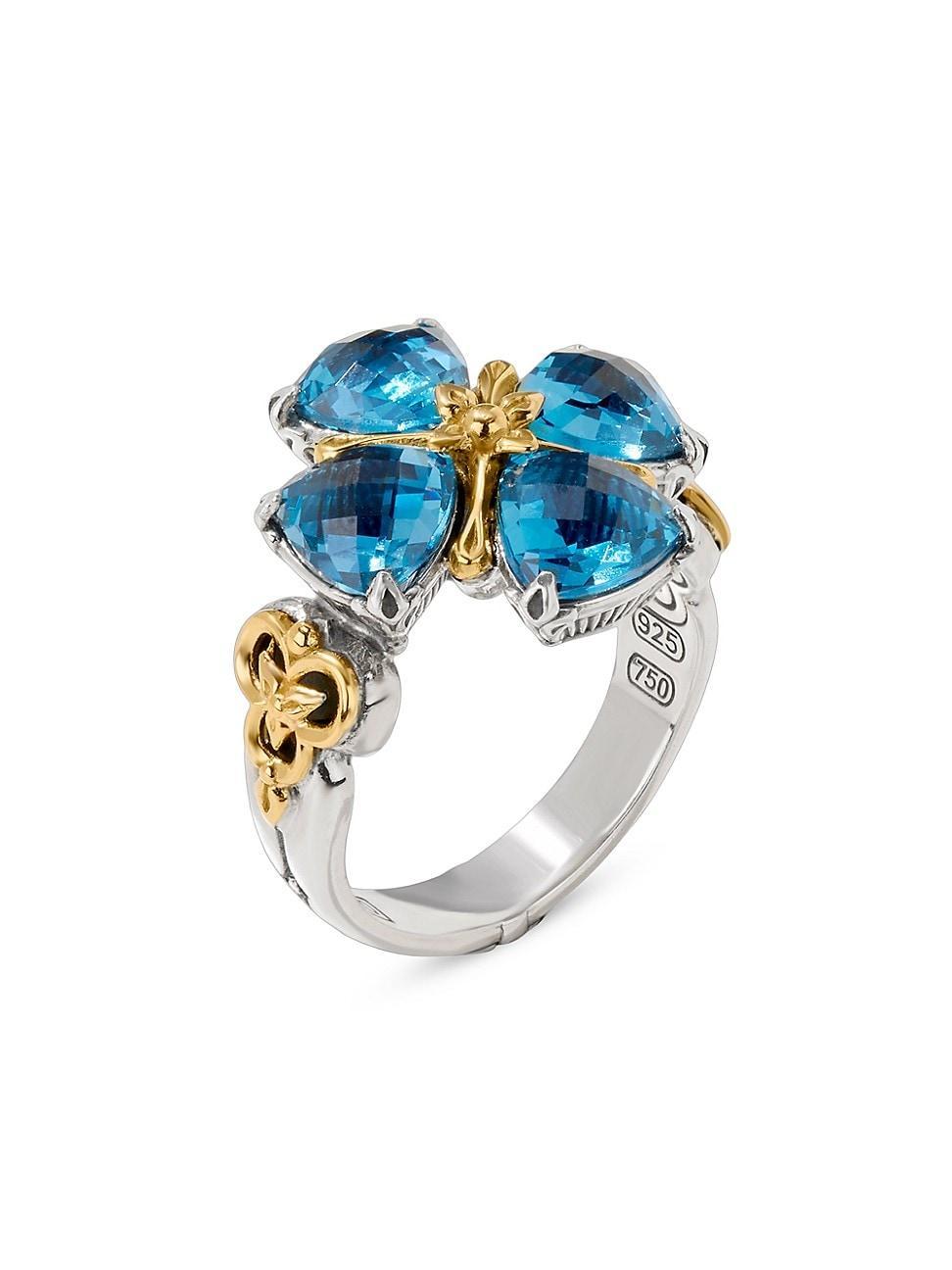 Womens Anthos Prism Silver, 18K Gold & Blue Spinel Ring Product Image