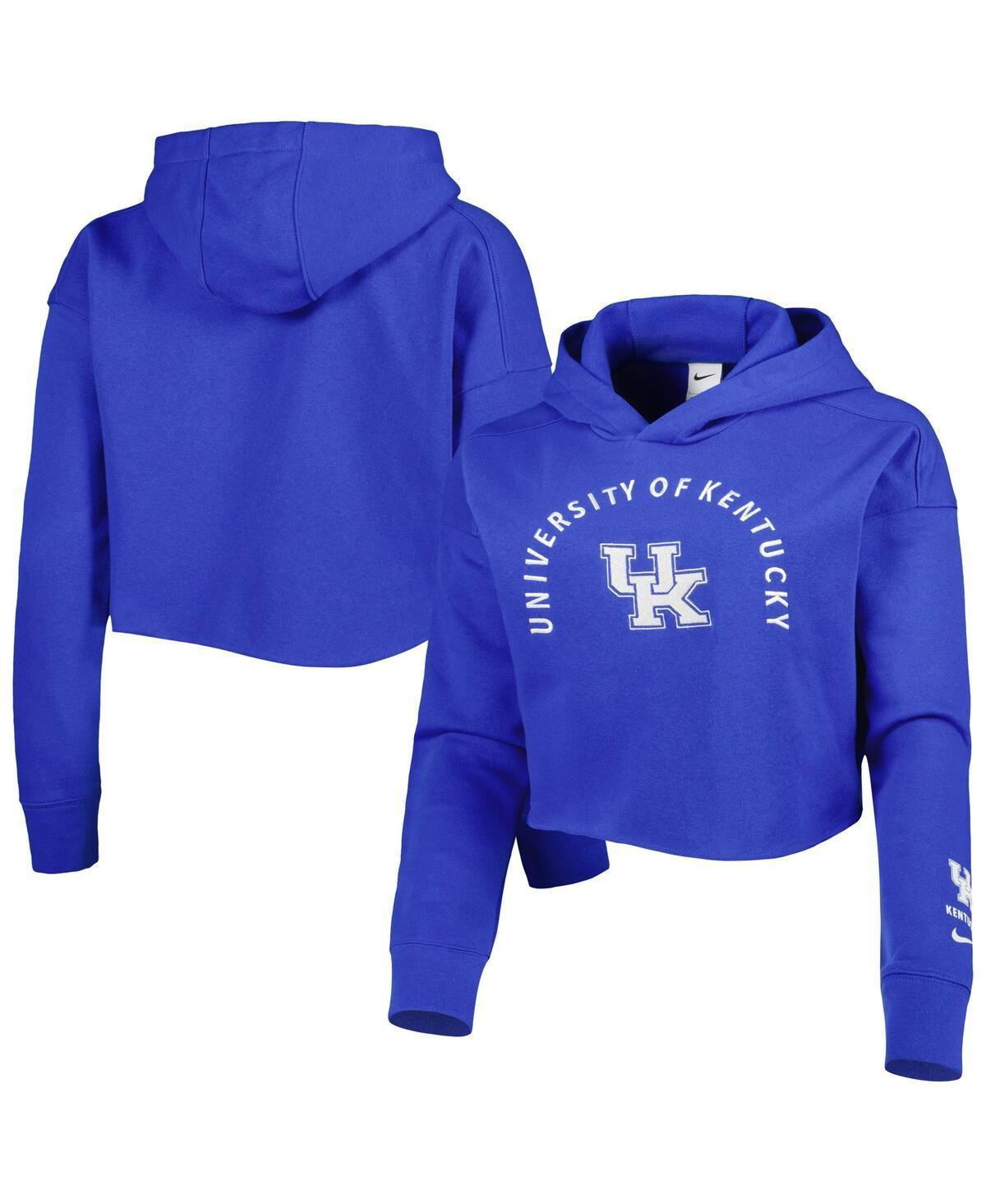 Womens Nike Royal Kentucky Wildcats 2-Hit Cropped Pullover Hoodie Product Image