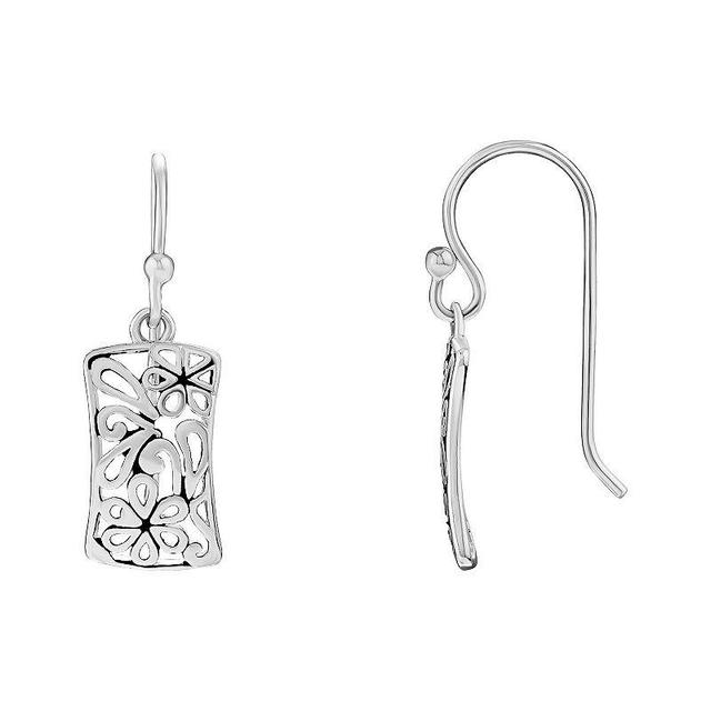 PRIMROSE Sterling Silver Filigree Floral Drop Earrings, Womens Product Image