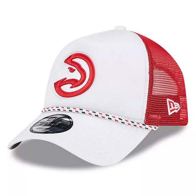 Mens New Era /Red Atlanta Hawks Court Sport Foam A-Frame 9FORTY Adjustable Trucker Hat Product Image