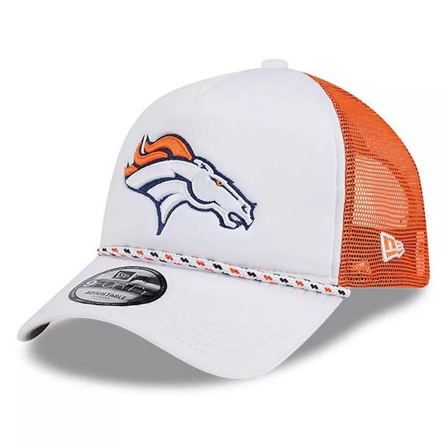 Mens New Era /Orange Denver Broncos Court Sport Foam Front A-Frame 9FORTY Adjustable Trucker Hat Product Image