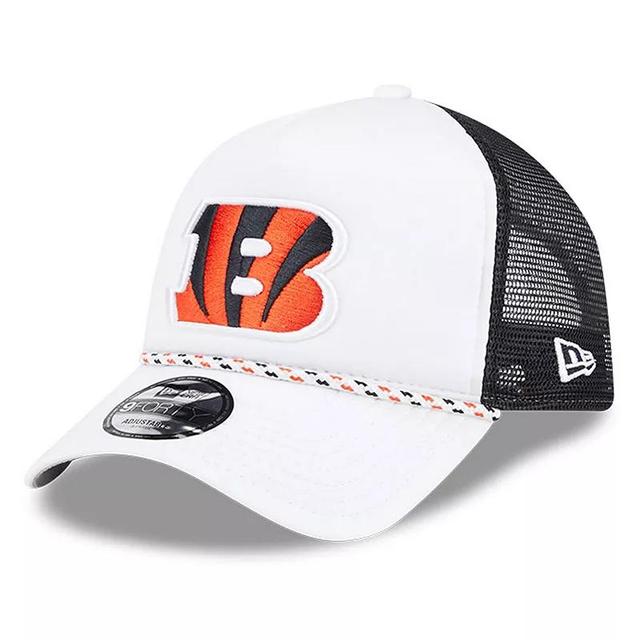 Mens New Era /Black Cincinnati Bengals Court Sport Foam Front A-Frame 9FORTY Adjustable Trucker Hat Product Image