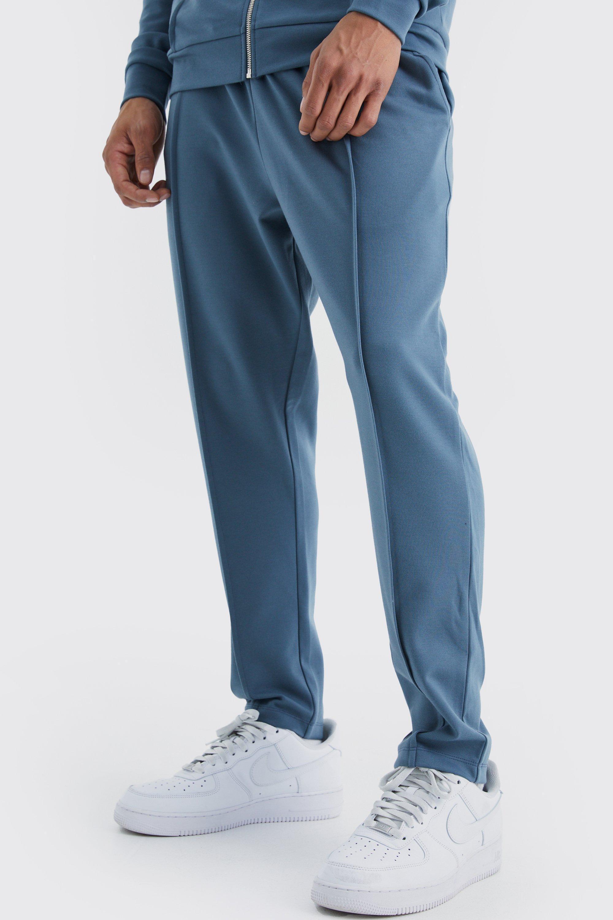 Slim Tapered Elastic Waist Pintuck Crop Sweatpants | boohooMAN USA Product Image