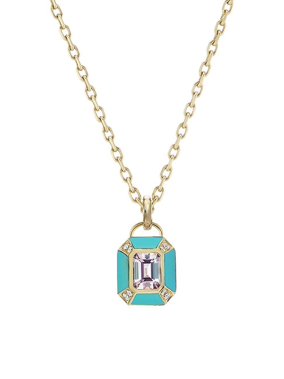 Womens Monroe 18K Yellow Gold & Multi-Stone Mini Pendant Necklace Product Image