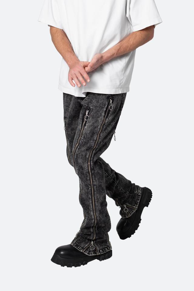 B571 Zipper Flare Pants - Washed Black Product Image