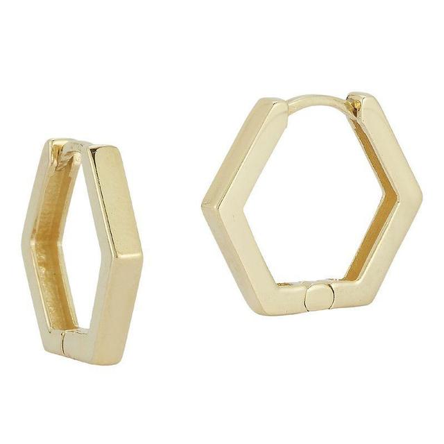 LUMINOR GOLD 14k Gold Octagon Huggie Hoop Earrings, Womens, Yellow Product Image