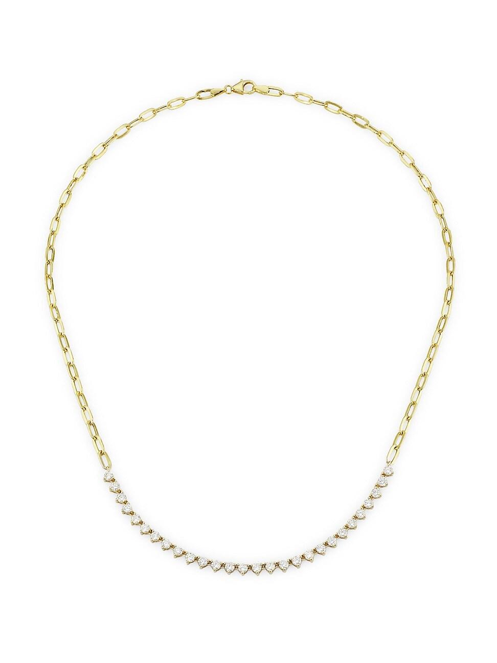 Womens 14K Yellow Gold & 2 TCW Diamond Paper Clip Necklace Product Image