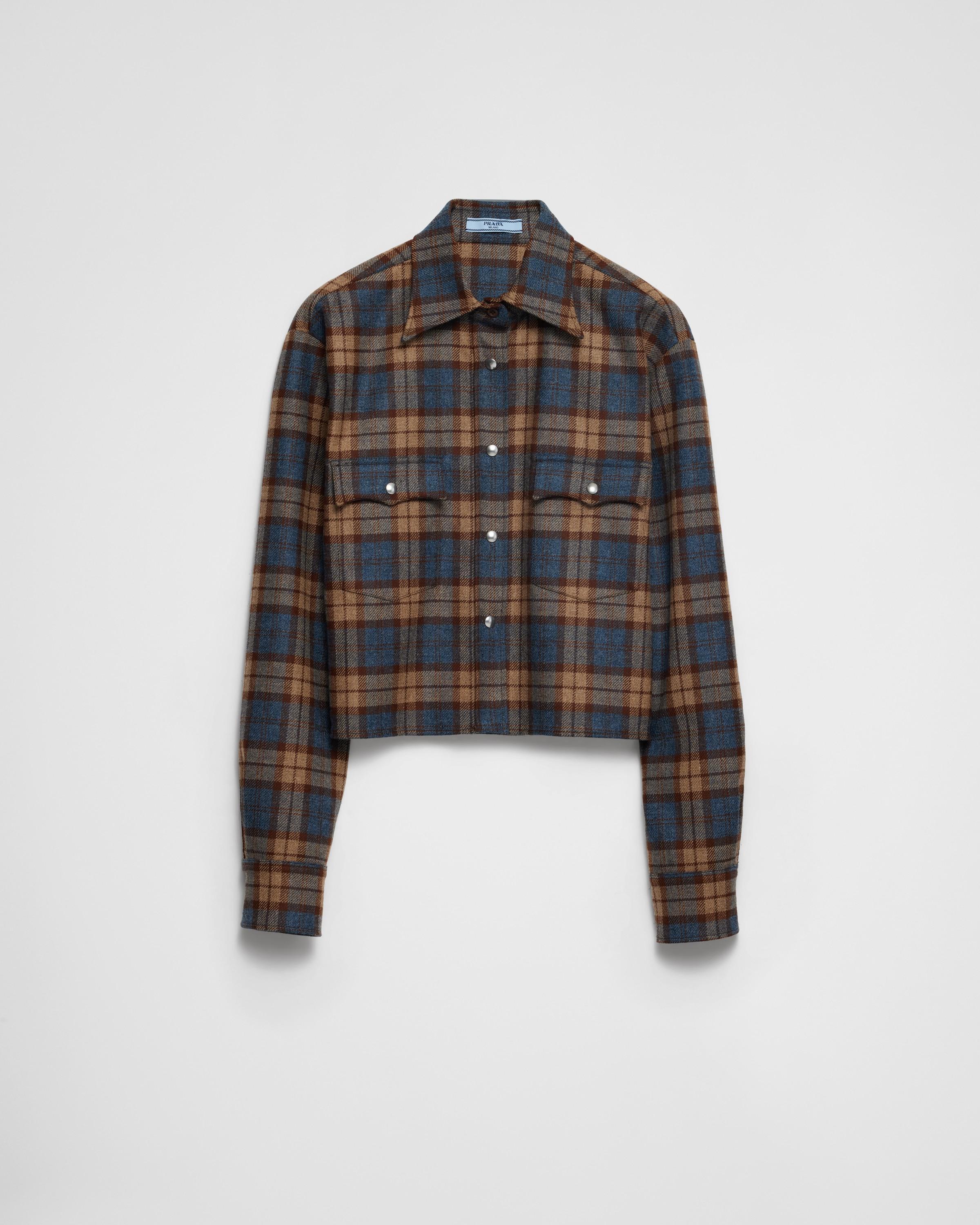 Checked wool twill shirt Product Image