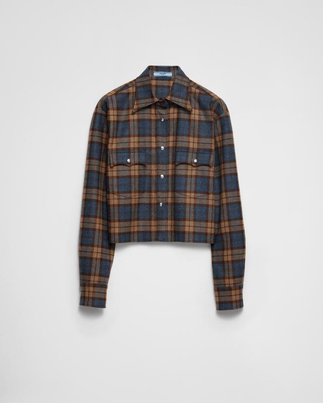 Checked wool twill shirt Product Image