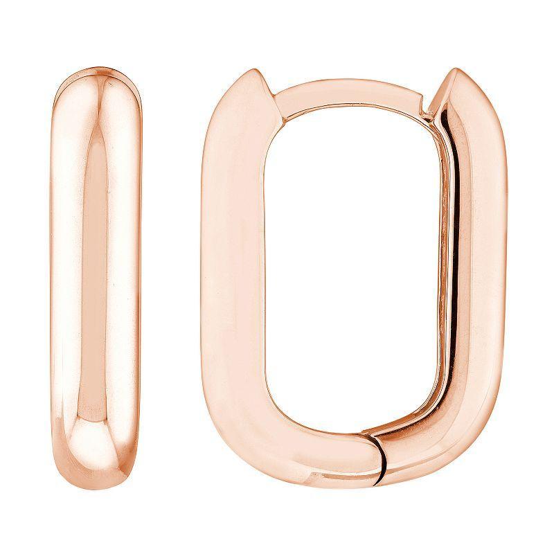 14k Gold Oblong Polished Huggie Hoop Earrings, Womens, 14k Rsgold Product Image