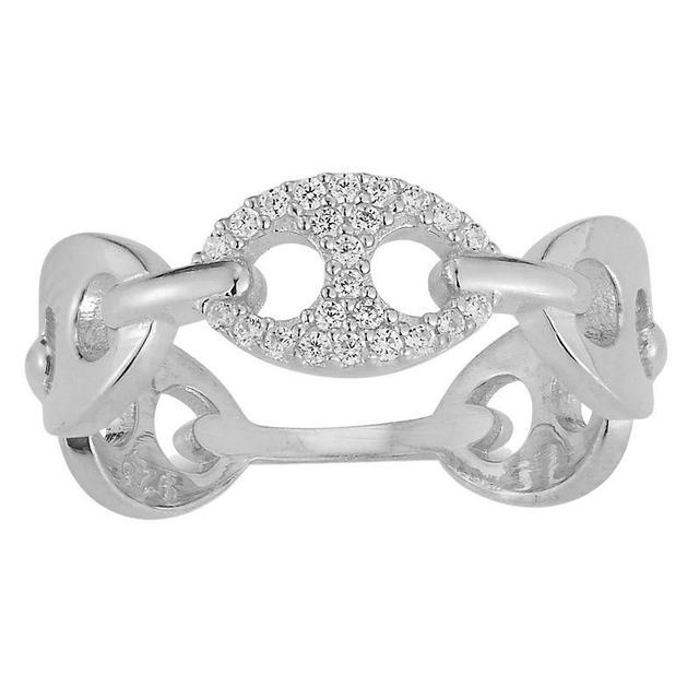 Sunkissed Sterling Cubic Zirconia Mariner Link Ring, Womens Silver Tone Product Image