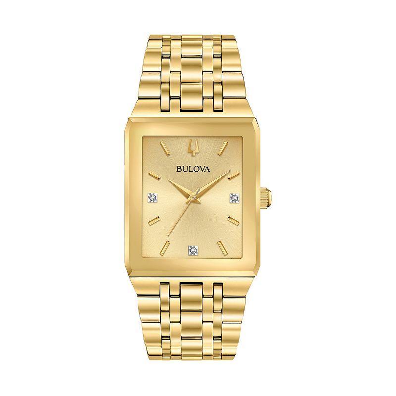 Bulova Mens Quadra Diamond Accent Watch - 97D120 Gold Tone Product Image