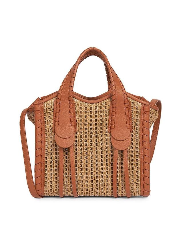 Womens Large Mony Raffia & Leather Tote Bag Product Image