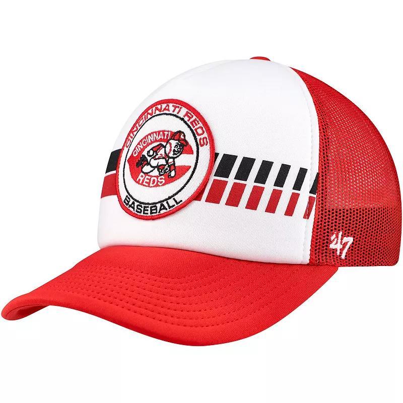 Mens 47 White/Red Cincinnati Reds Cooperstown Collection Wax Pack Express Trucker Adjustable Hat Product Image