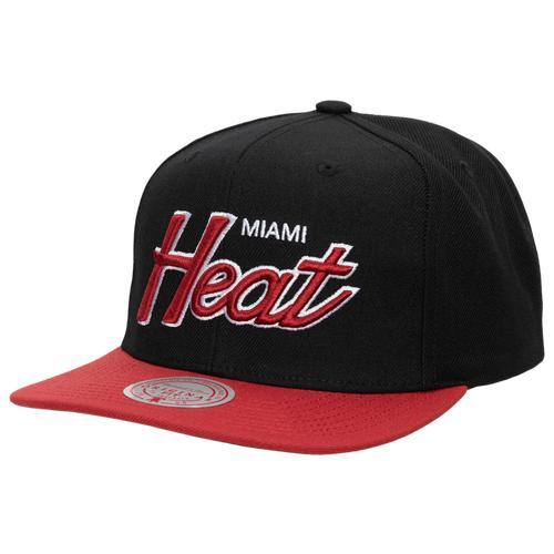 Mitchell & Ness Mens Miami Heat Mitchell & Ness Heat Team Script 2.0 Snapback - Mens Product Image