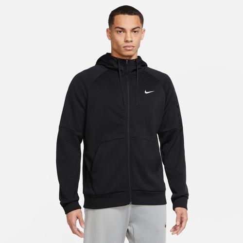 Nike Mens Nike Therma Fleece Full-Zip Hoodie - Mens Black/Black/White Product Image