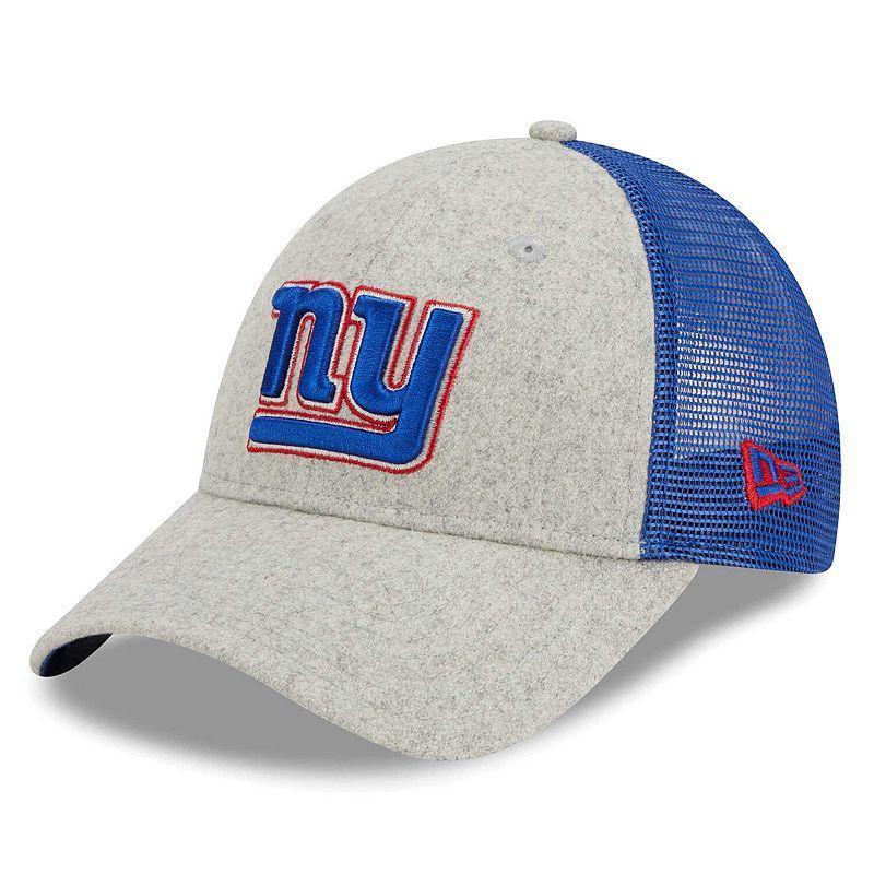 Mens New Era Heather Gray/Royal New York Giants Pop Trucker 9FORTY Adjustable Hat Product Image