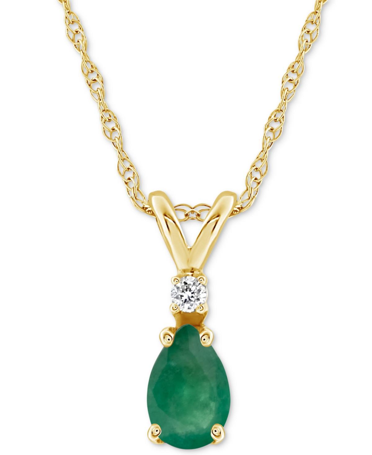 Belk & Co 14K Gold 7X5 Pear Shape Emerald Diamond Accent Pendant Product Image