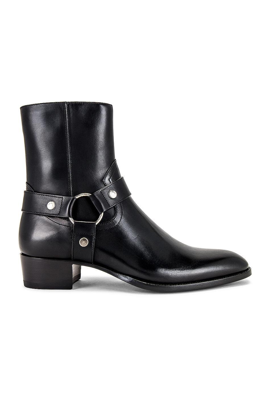 Saint Laurent Mens Wyatt Leather Harness Boots Product Image