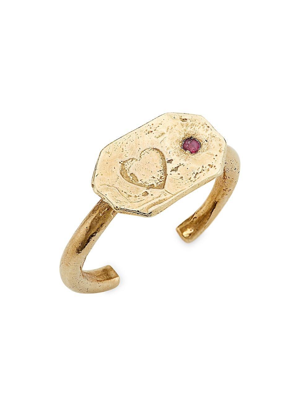 Womens Precious Goldtone & Ruby Adjustable Ring Product Image