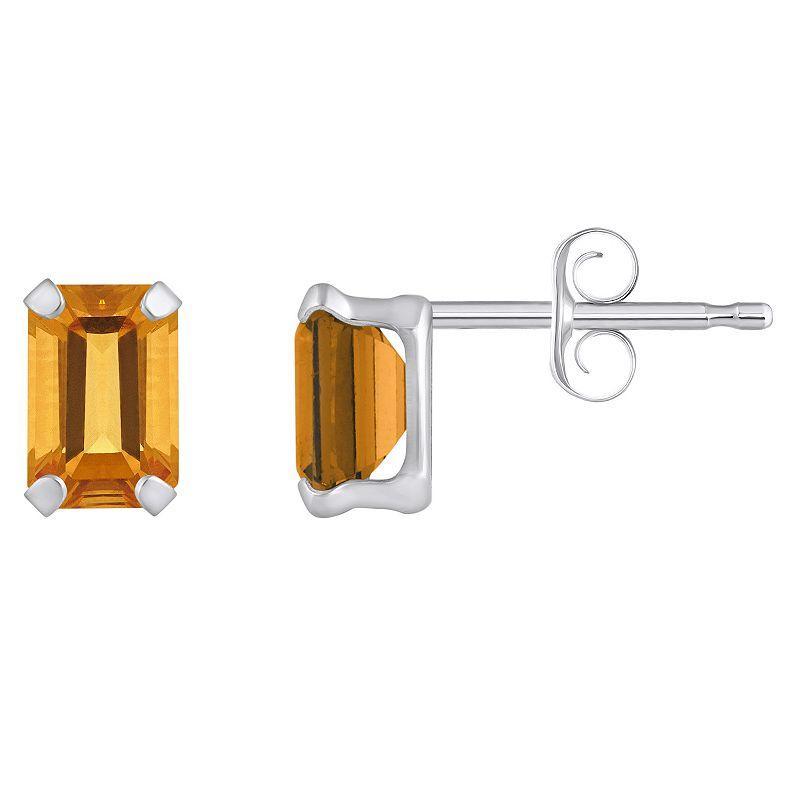 Celebration Gems 10k Gold Emerald Cut Citrine Stud Earrings, Womens, Orange Product Image