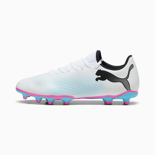 PUMA FUTURE 7 PLAY FG/AG Men's Soccer Cleats Shoes in White/Black/Poison Pink Product Image