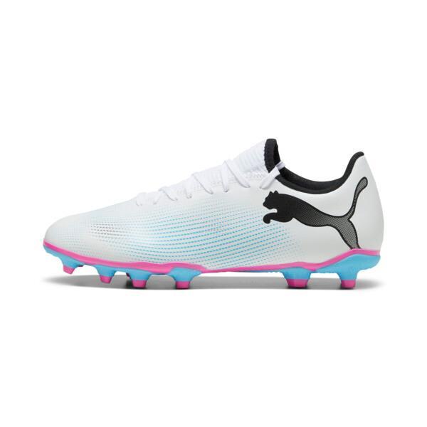 PUMA FUTURE 7 PLAY FG/AG Men's Soccer Cleats Shoes in White/Black/Poison Pink Product Image