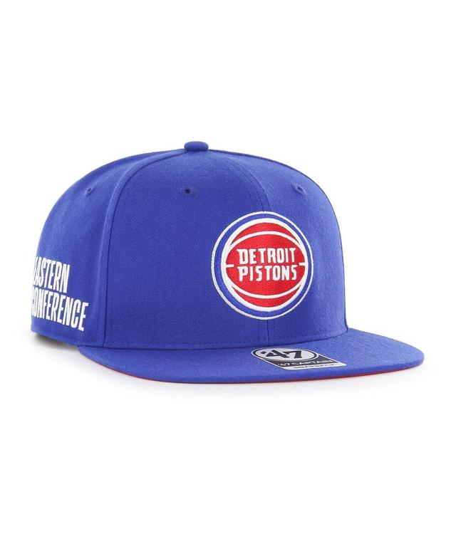 Mens 47 Blue Detroit Pistons Sure Shot Captain Snapback Hat Product Image