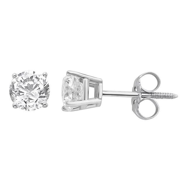 Yours and Mined 14k White Gold 1 Carat T.W. Round Cut GSI Certified Diamond Solitaire Stud Earrings, Womens Product Image