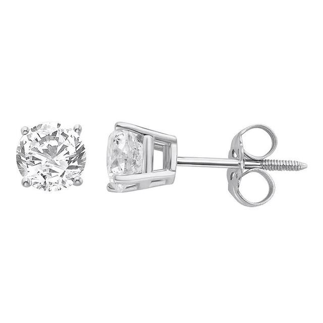 Yours and Mined 14k White Gold 3/4 Carat T.W. Round Cut GSI Certified Diamond Solitaire Stud Earrings, Womens Product Image